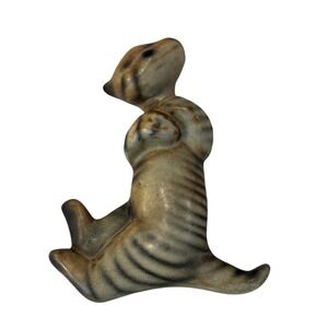 Vintage Made in Finland Ceramic Meerkat Mongoose Figurine Striped Glazed K.54
